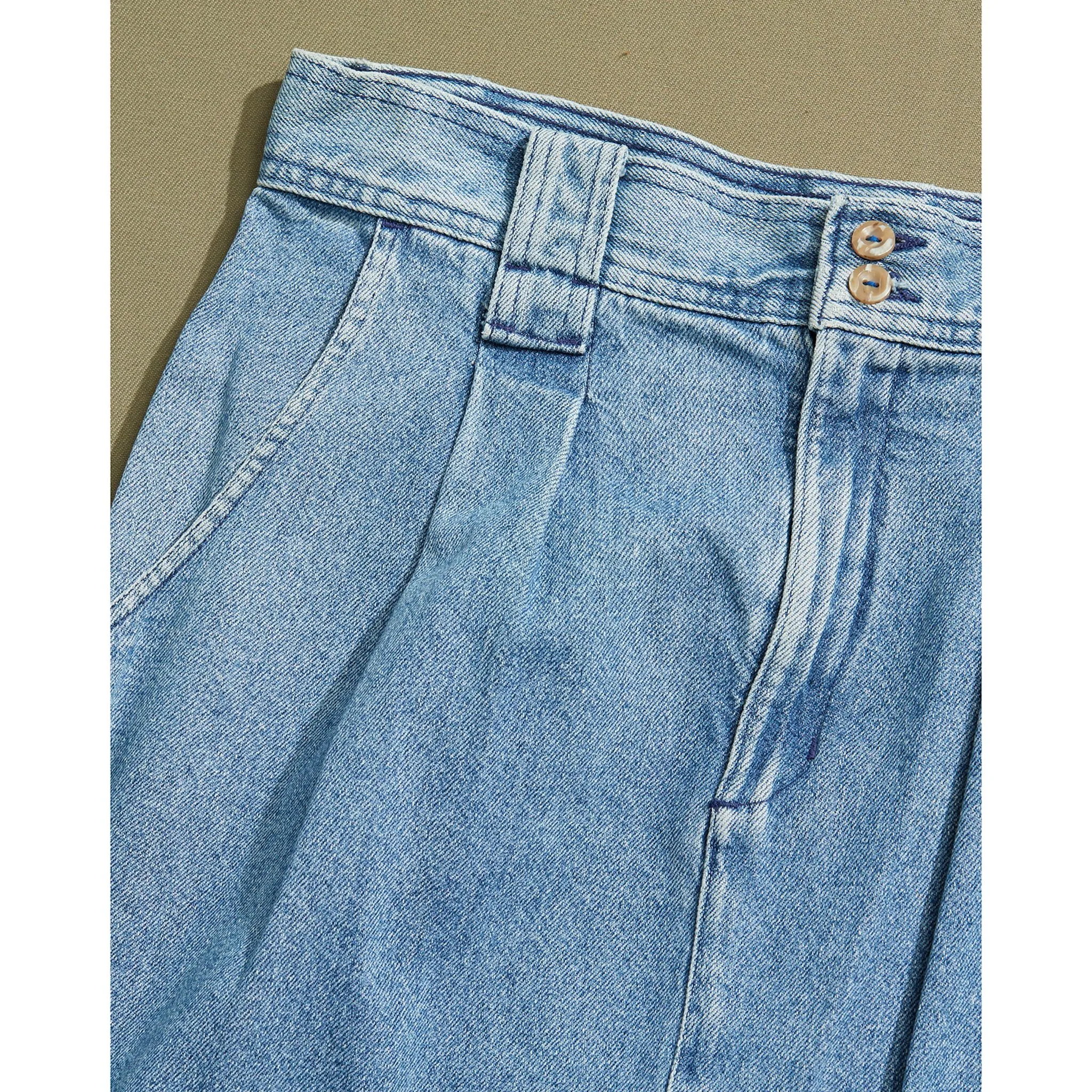 Made in USA, Pleated Denim Skirt - 33 x 30