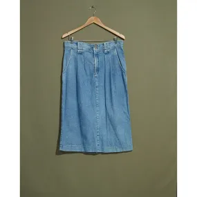 Made in USA, Pleated Denim Skirt - 33 x 30