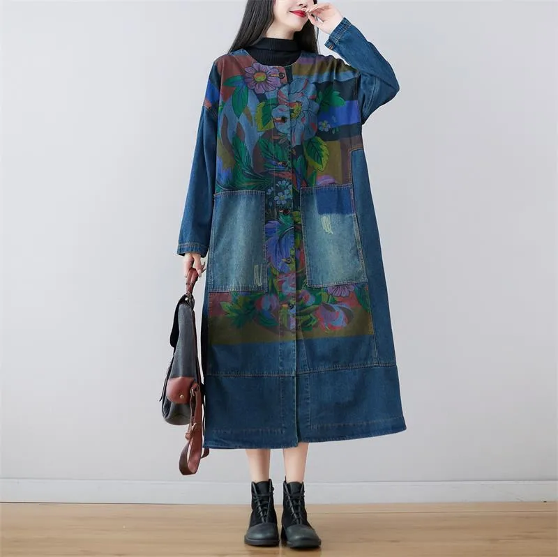 Mai Denim Hooded Long Coat