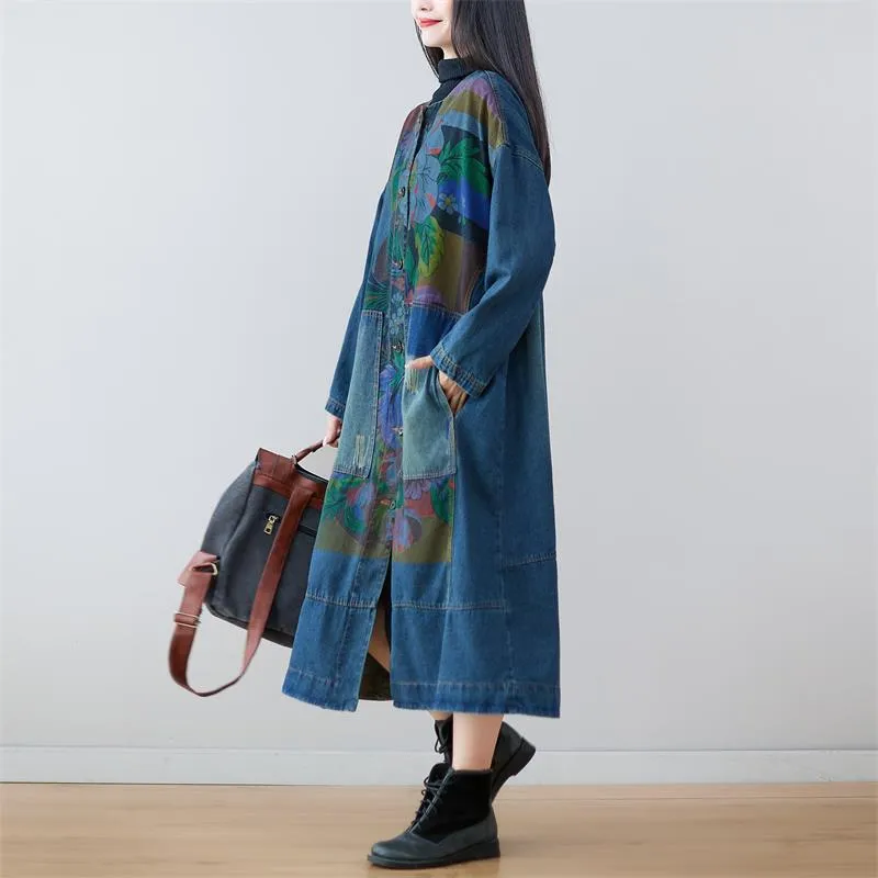 Mai Denim Hooded Long Coat