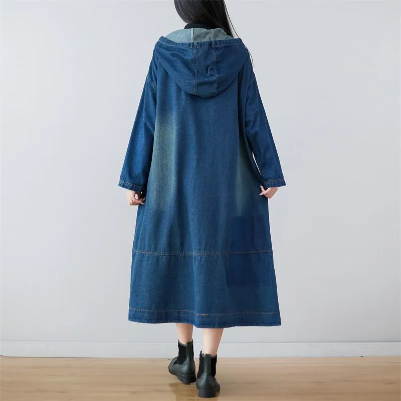 Mai Denim Hooded Long Coat