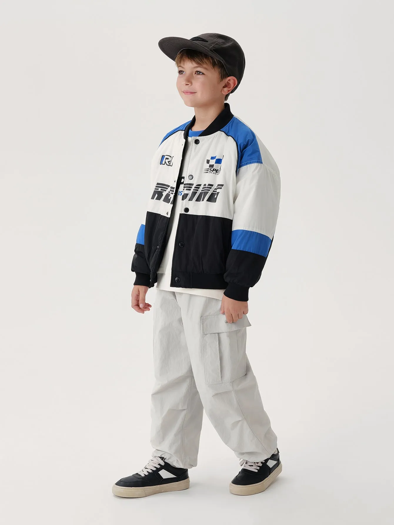 MARC & JANIE Boys Color Block Racing Baseball Jacket 241019