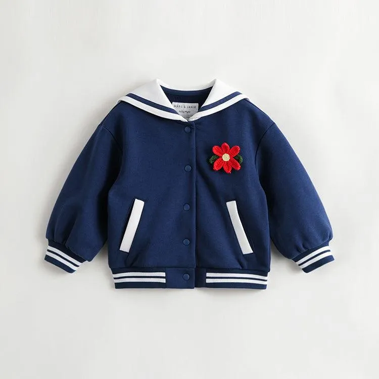 MARC & JANIE Girls Navy Collar Jacket 231316