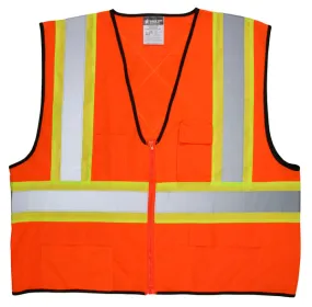 MCR Safety CSA Poly, Oran Vest 4 1/2 Lime/Sil X4