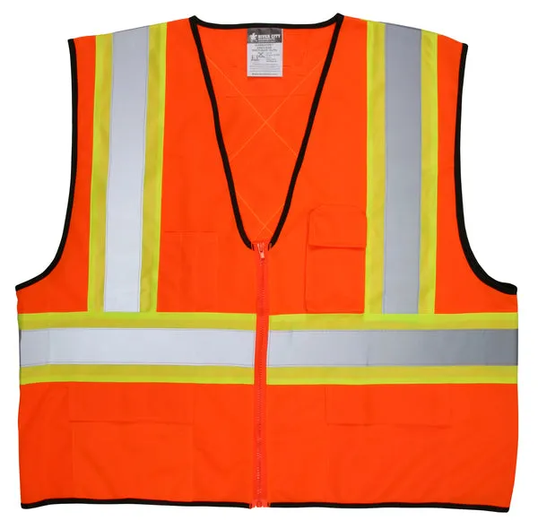 MCR Safety CSA Poly, Oran Vest 4 1/2 Lime/Sil X4