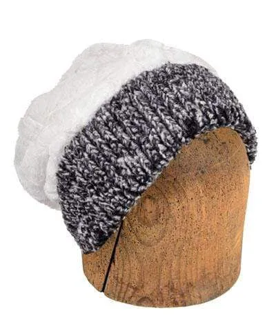 Men's Beanie Hat, Reversible - Cozy Cable in Ash Faux Fur