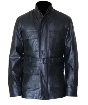 Men’s Four Pocket Black Biker Leather Jacket