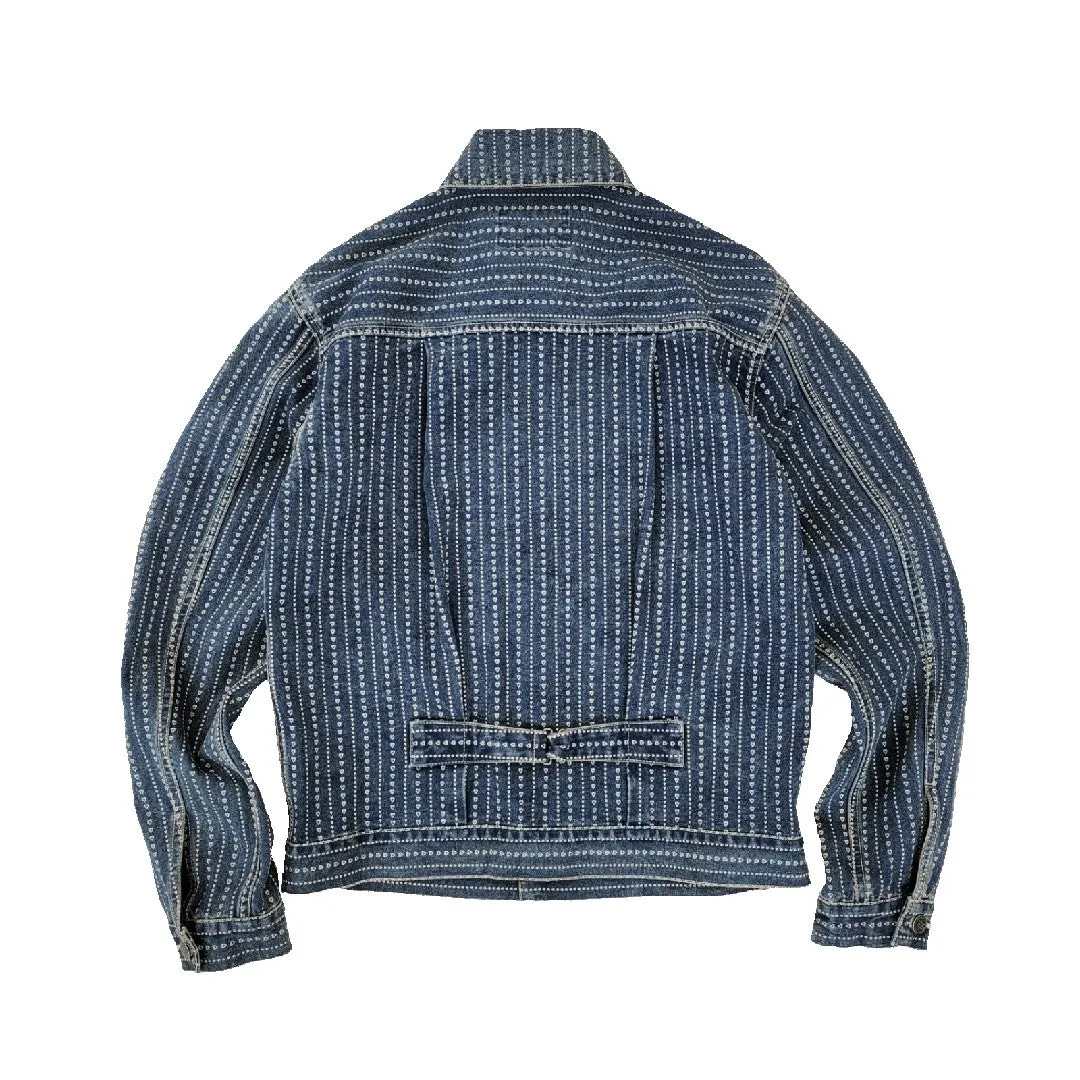 Men's Indigo Washed Jacquard Denim Jacket