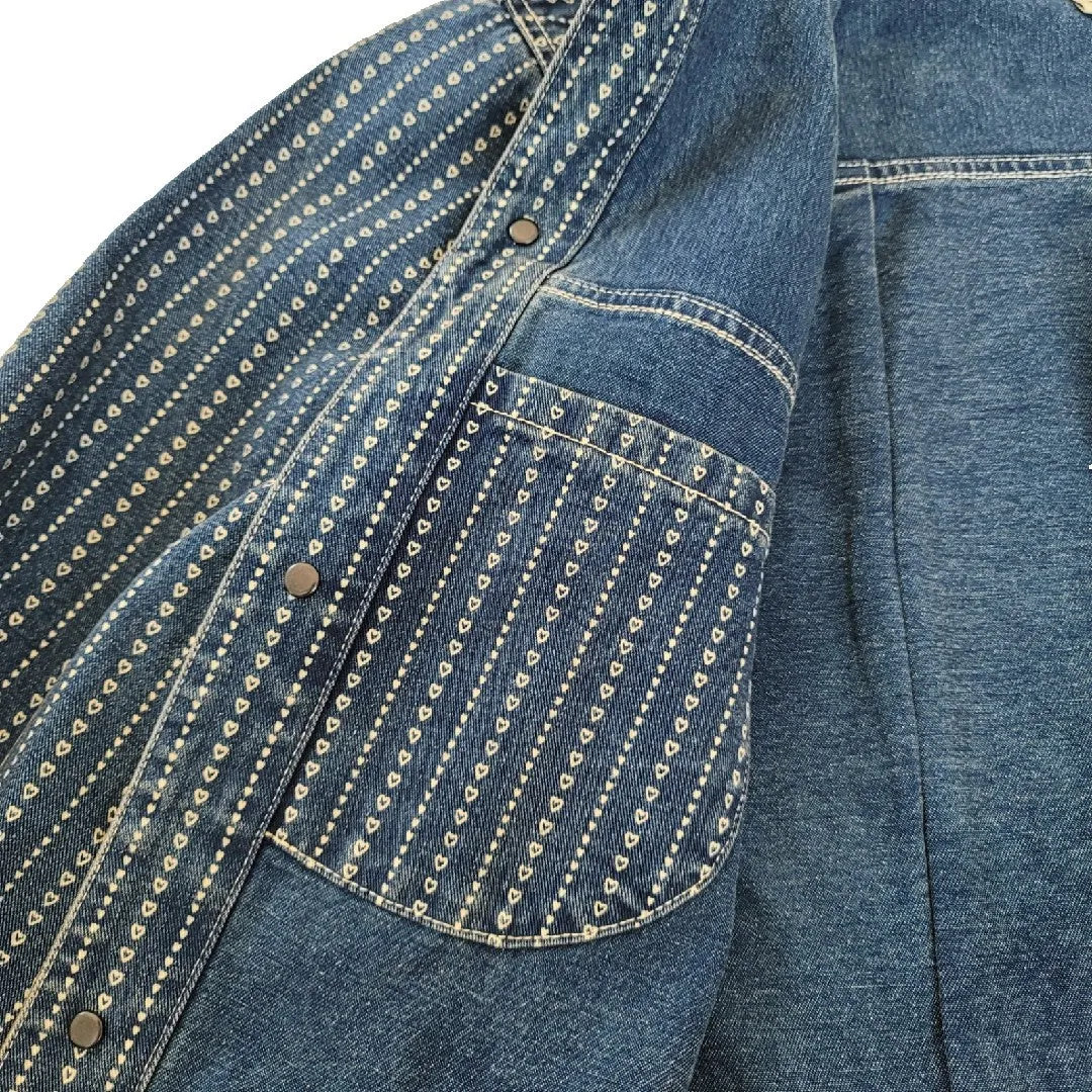 Men's Indigo Washed Jacquard Denim Jacket