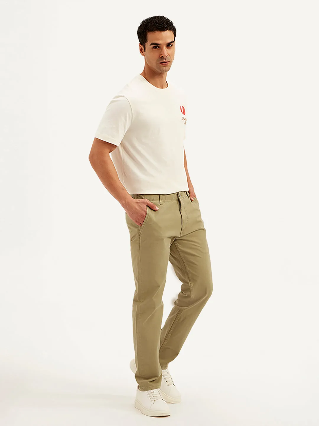 Men's Khaki Tapered Fit Chinos