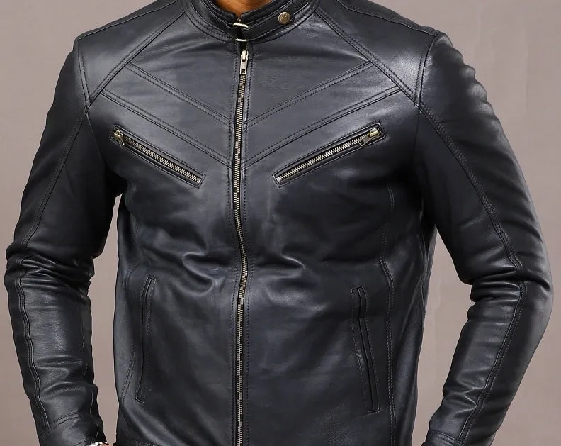 MENS LEATHER JACKET 41005 (BLACK)