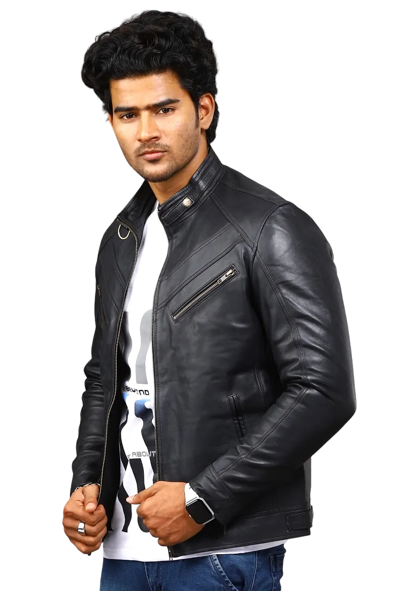 MENS LEATHER JACKET 41005 (BLACK)