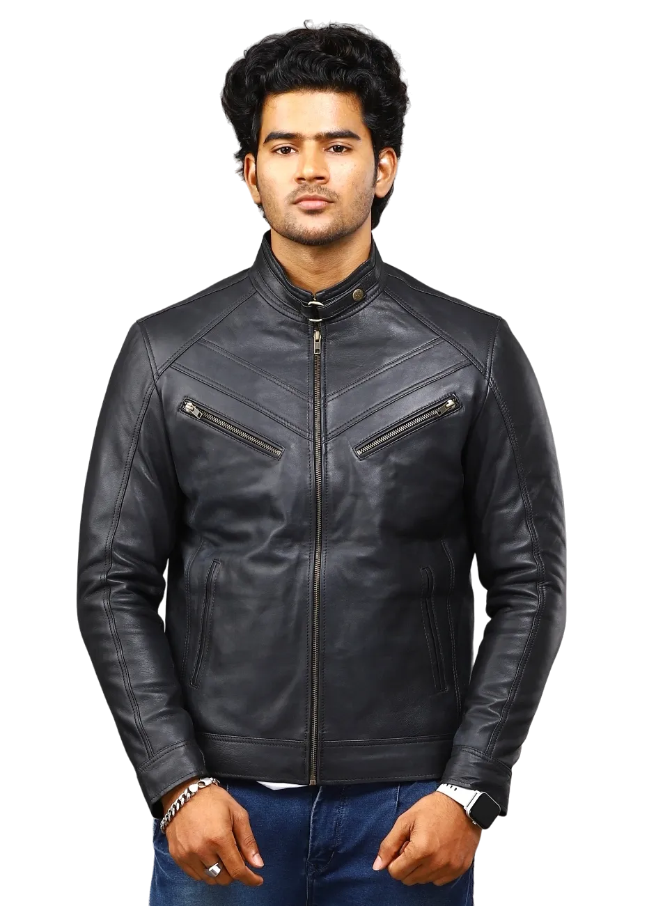 MENS LEATHER JACKET 41005 (BLACK)