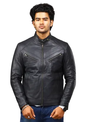 MENS LEATHER JACKET 41005 (BLACK)