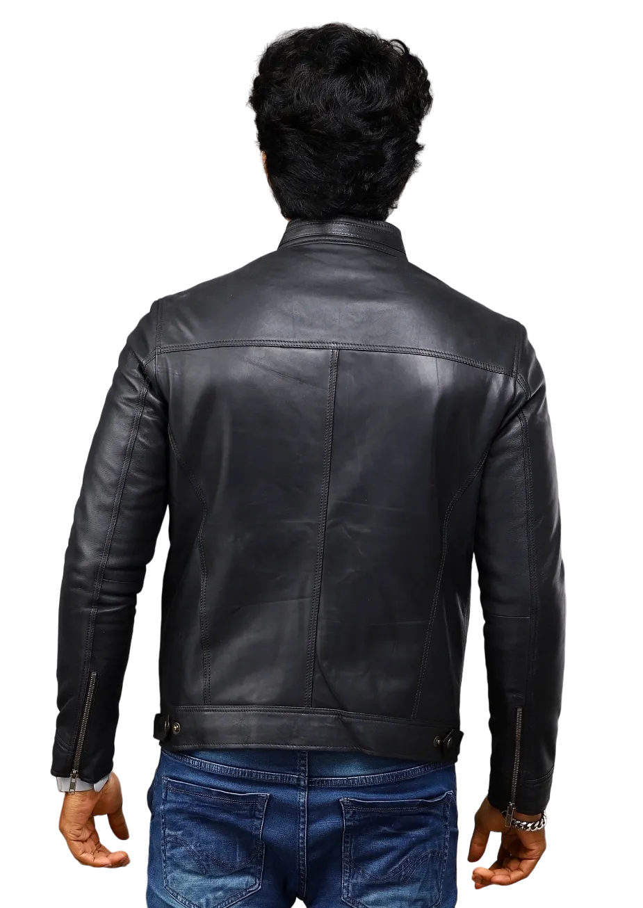 MENS LEATHER JACKET 41005 (BLACK)