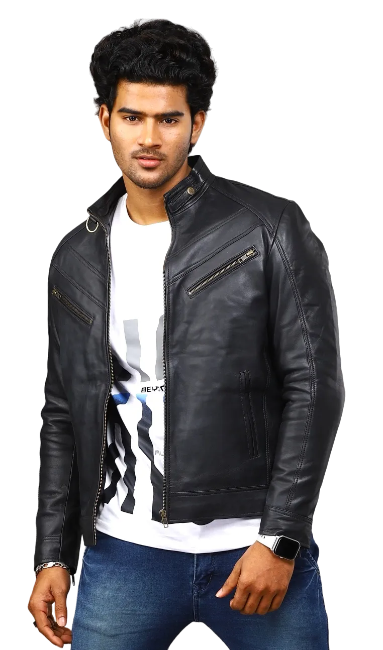 MENS LEATHER JACKET 41005 (BLACK)