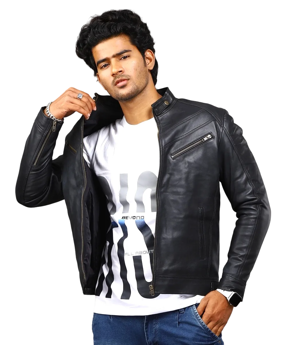 MENS LEATHER JACKET 41005 (BLACK)