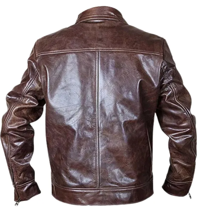 Mens Vintage Motorcycle Cafe Racer  Leather Jacket