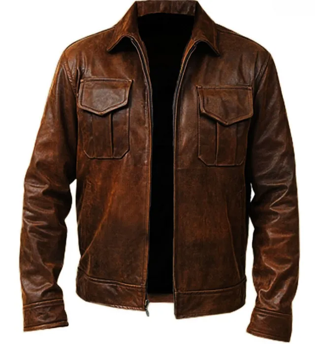 Mens Vintage Motorcycle Cafe Racer  Leather Jacket