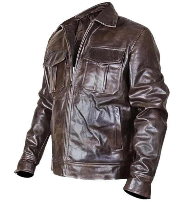 Mens Vintage Motorcycle Cafe Racer  Leather Jacket