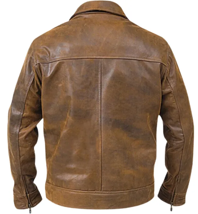 Mens Vintage Motorcycle Cafe Racer  Leather Jacket