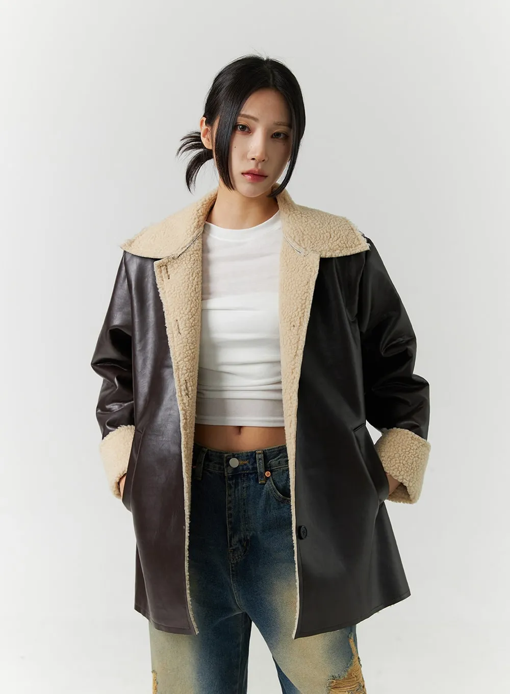 Mid-Length Faux Shearling Jacket CN328