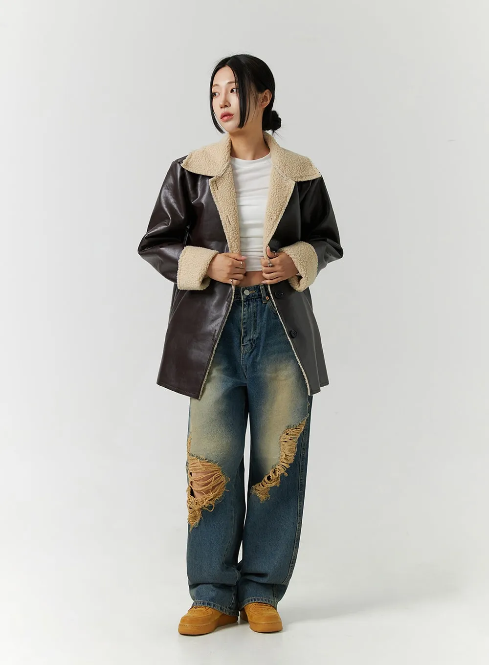 Mid-Length Faux Shearling Jacket CN328