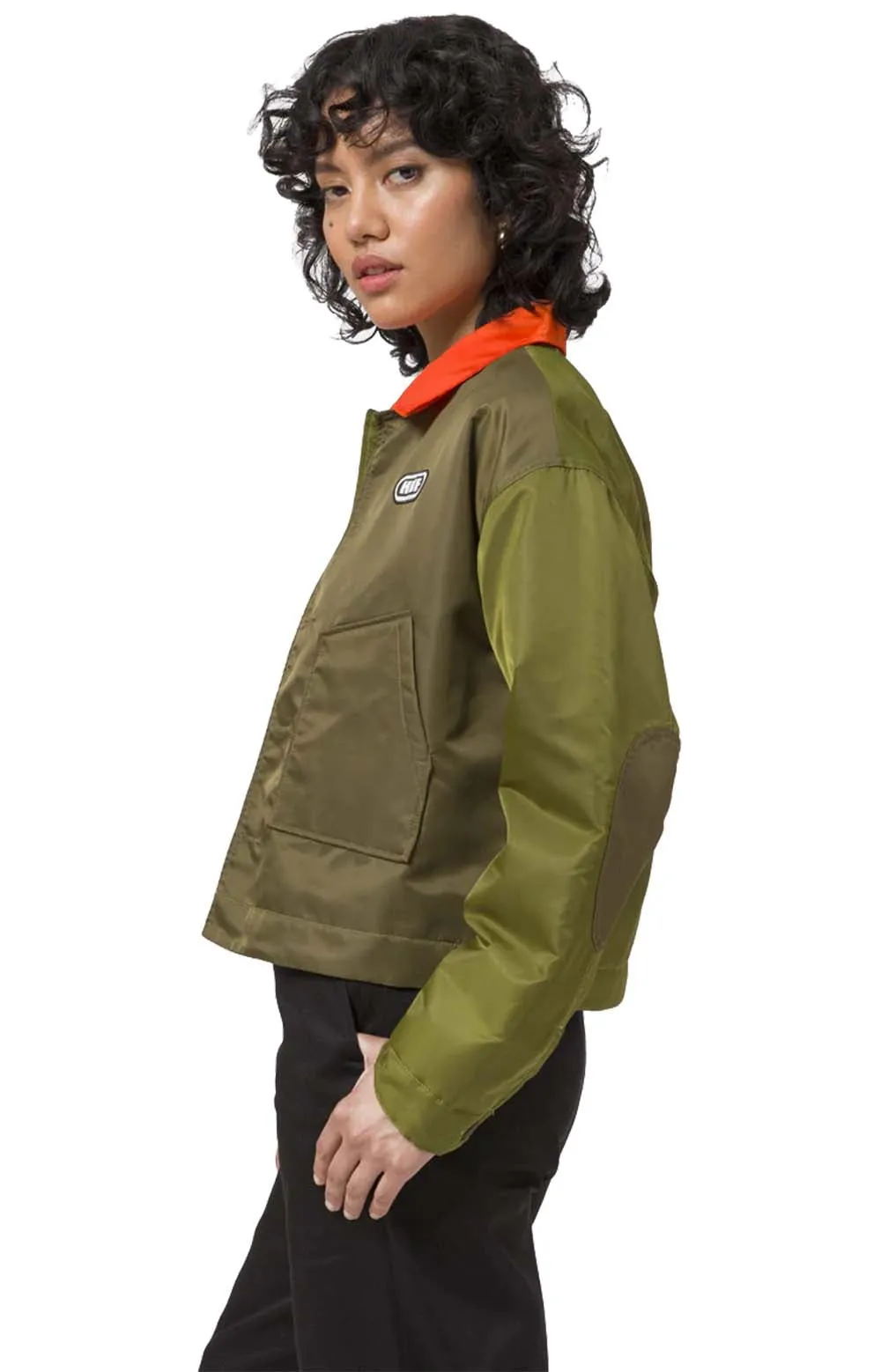 Military-Inspired Olive Crop Flight Jacket