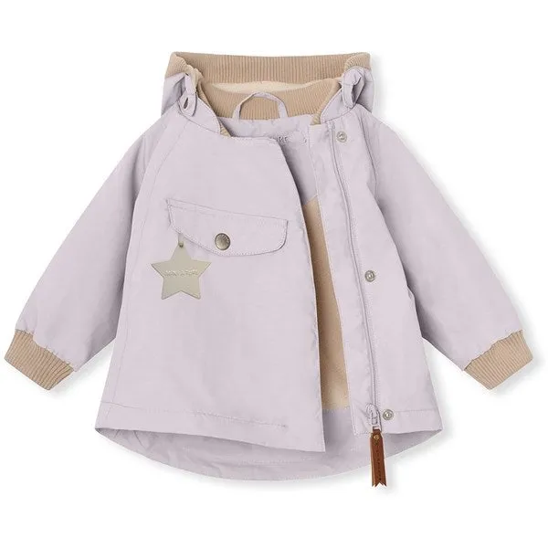 MINI A TURE WAI Spring Jacket w/Fleece Lining Purple Raindrops