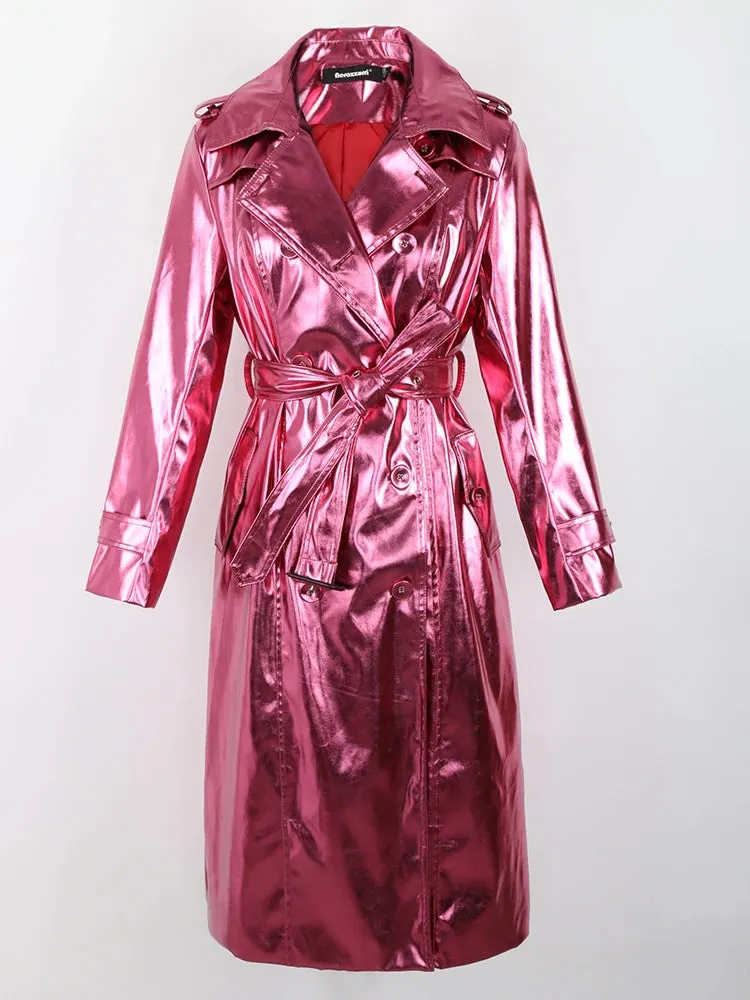 Mirror Mirror- the GLamMetallic Belted Trench Coat 5 Colors