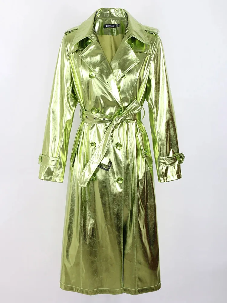 Mirror Mirror- the GLamMetallic Belted Trench Coat 5 Colors