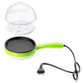 Multi functional Electric 2 in 1 Egg Frying Pan with Egg Boiler Machine Measuring Cup with Handle