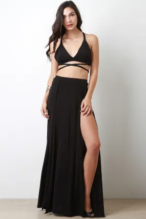 Multi Tie Bralette Two Piece Dress