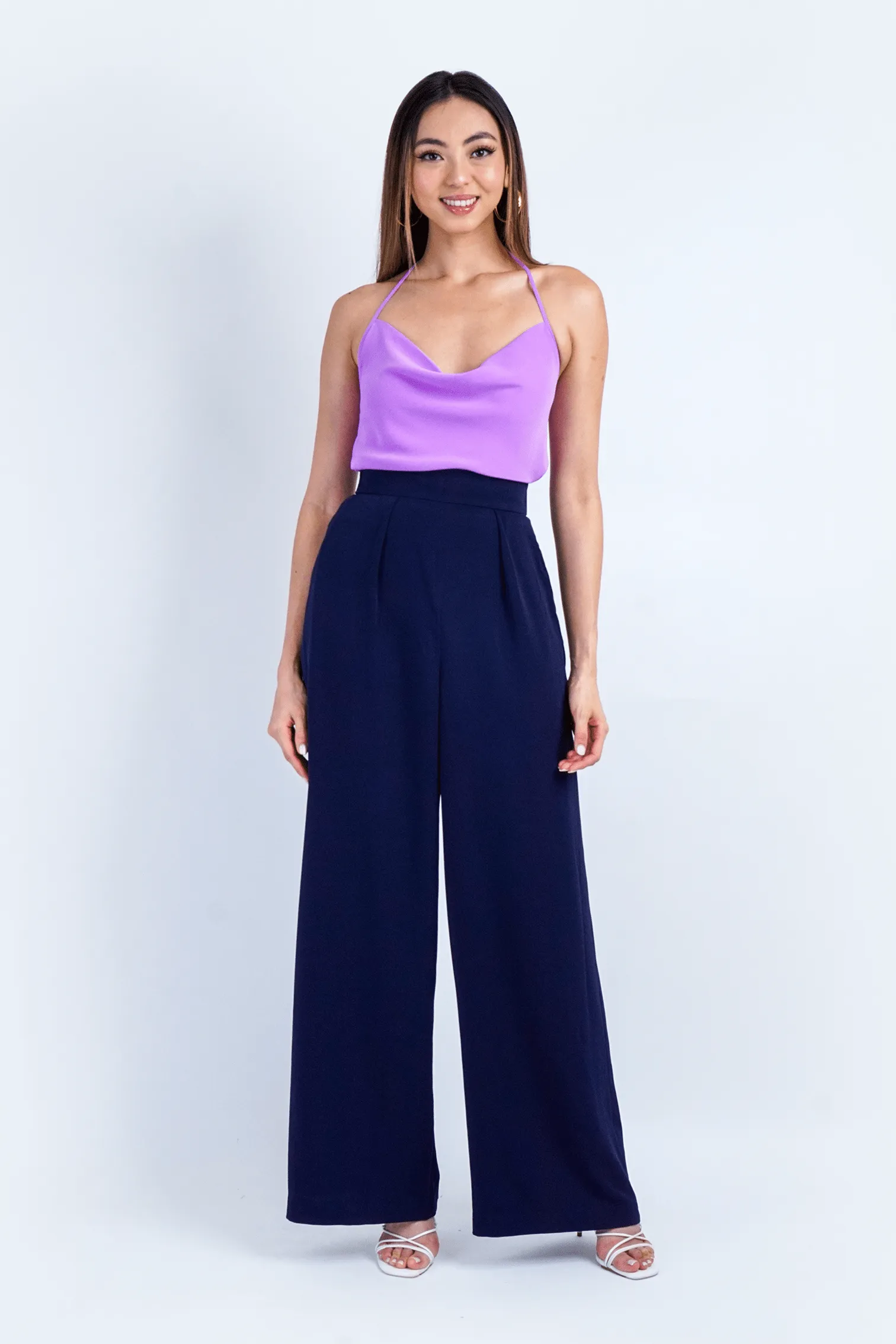 Navy Pleated High Waist Relaxing Leslie Pants