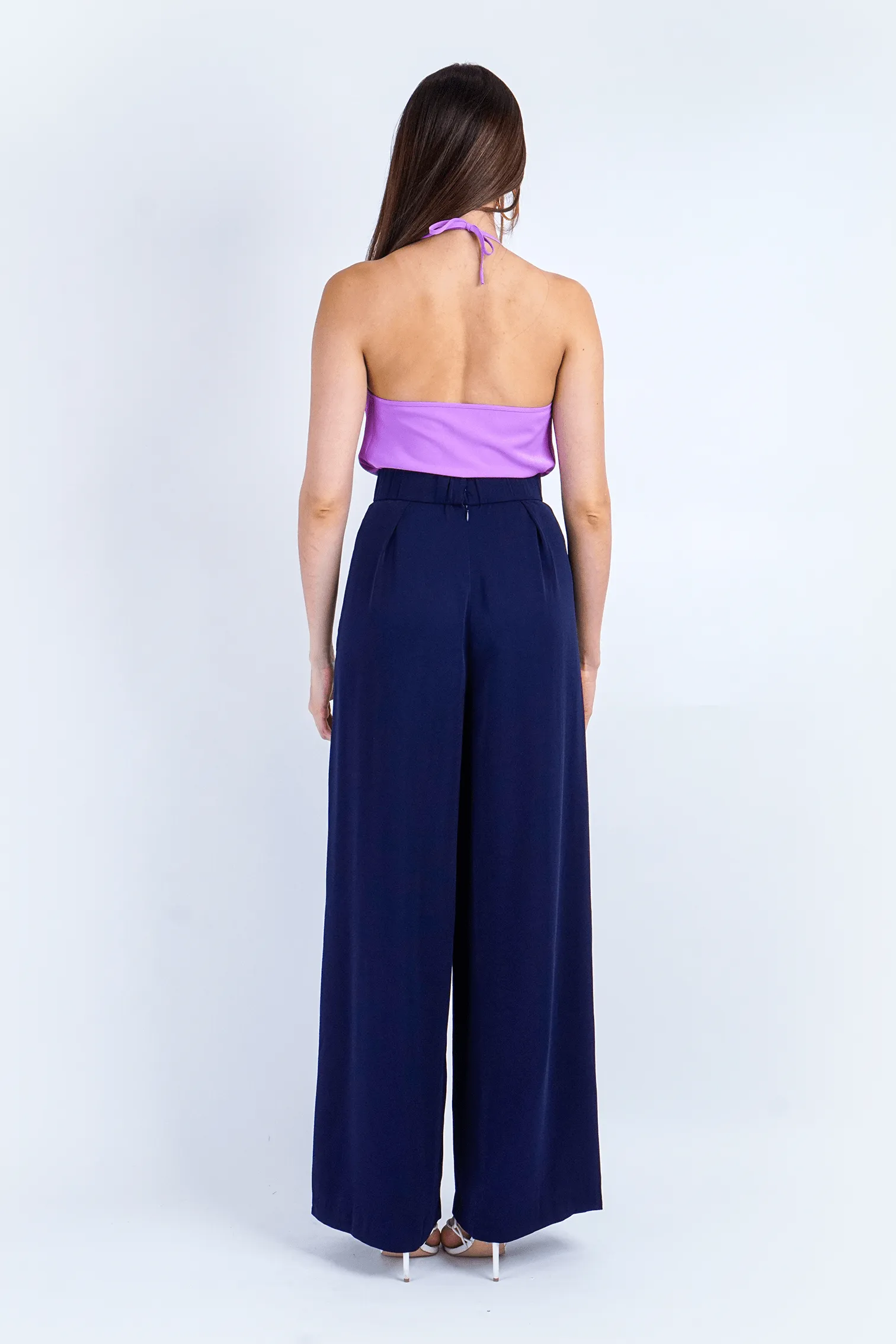 Navy Pleated High Waist Relaxing Leslie Pants