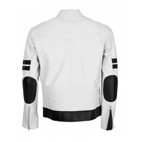 New Designer White Leather Biker Jackets