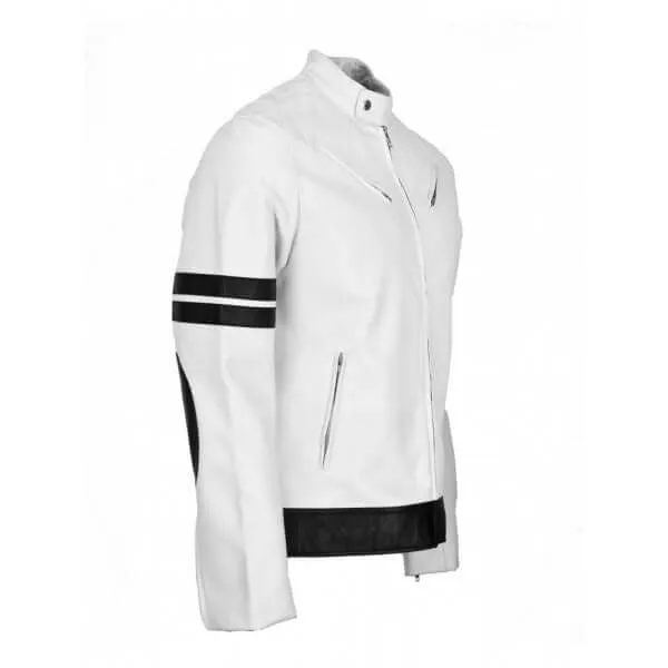 New Designer White Leather Biker Jackets