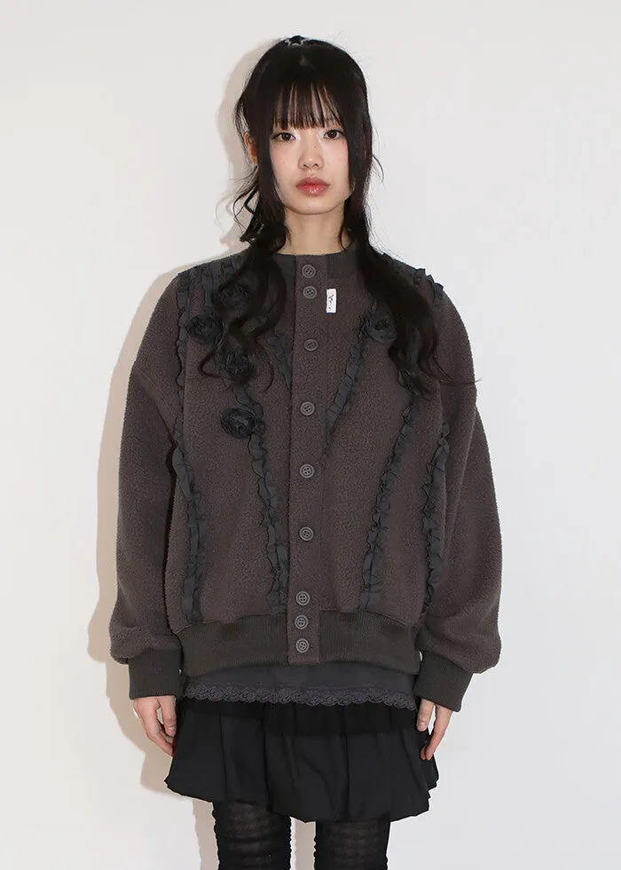 [NOFFICIALNOFFICE] FW 24 DREAM FLOWER FLEECE JACKET CHARCOAL