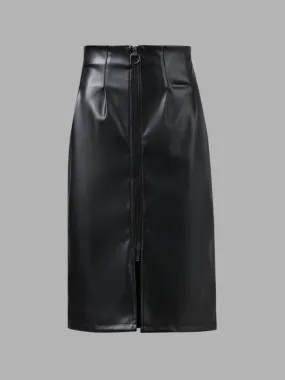 Nuon Black Leather Skirt