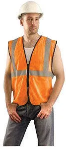 OccuNomix Large - X-Large Hi-Viz Orange Value Polyester Mesh Standard Vest With Zipper Closure And 2" Silver Reflective Tape And 1 Pocket