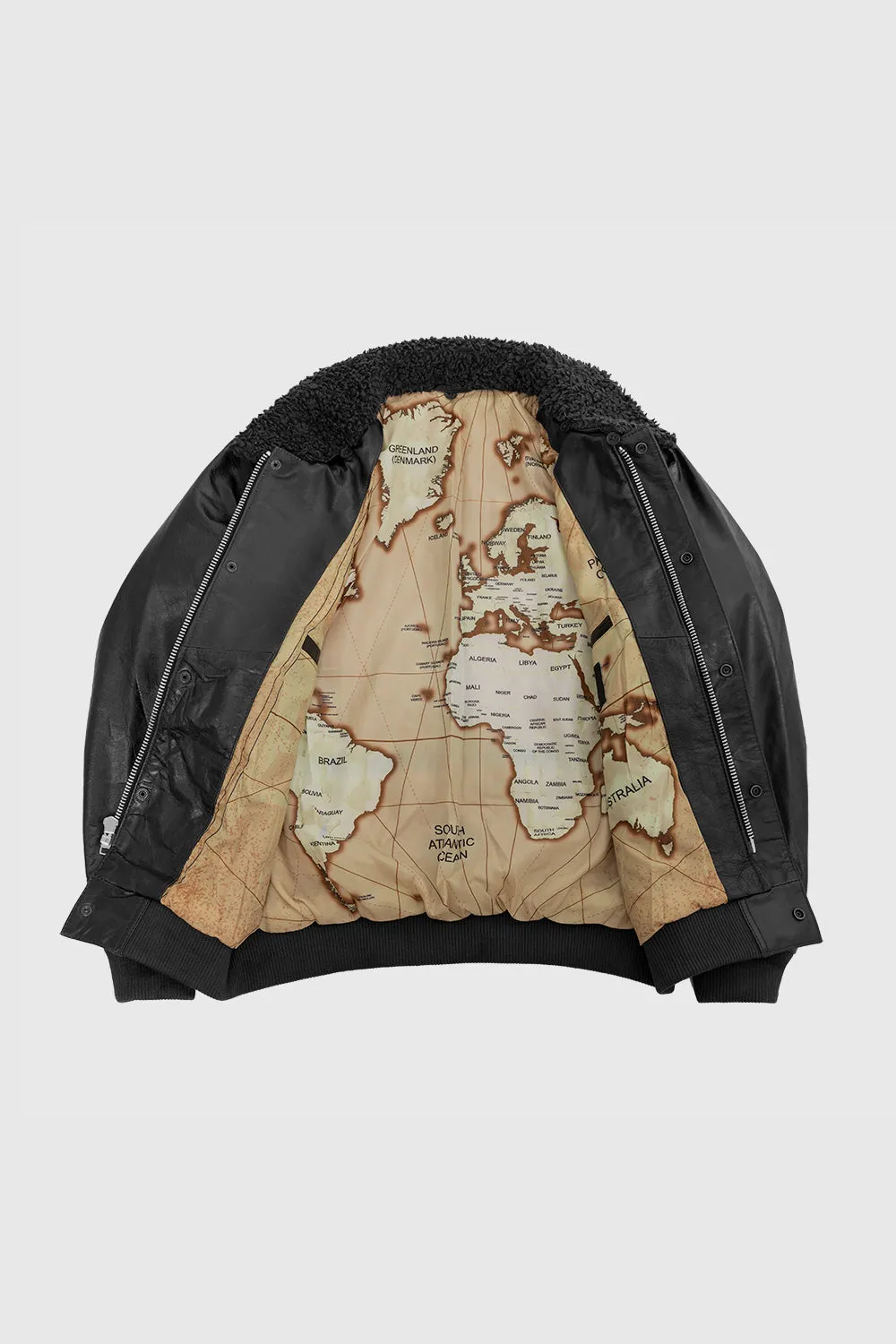 Old World Map Bomber Jacket