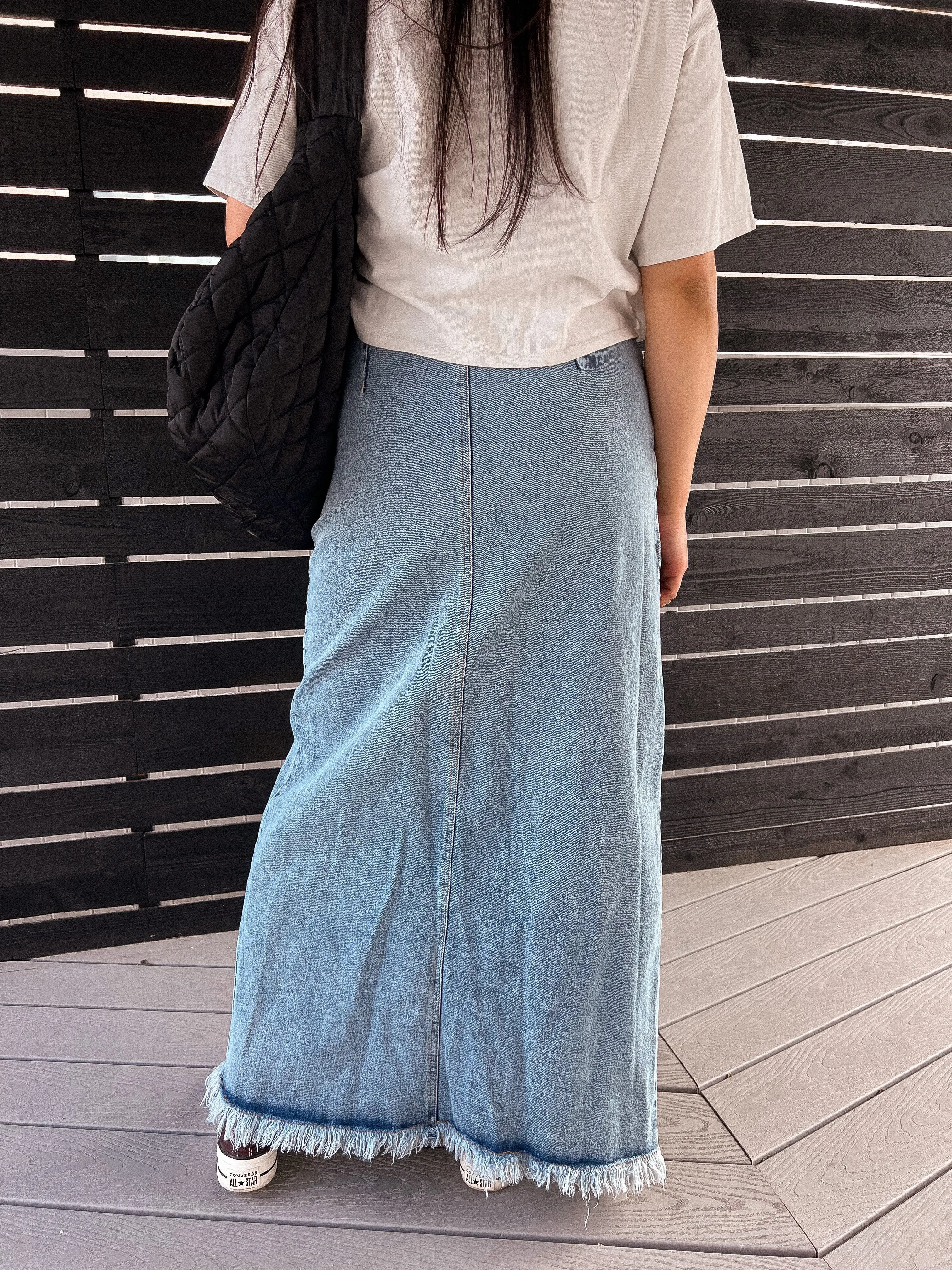 On Track Maxi Denim Skirt