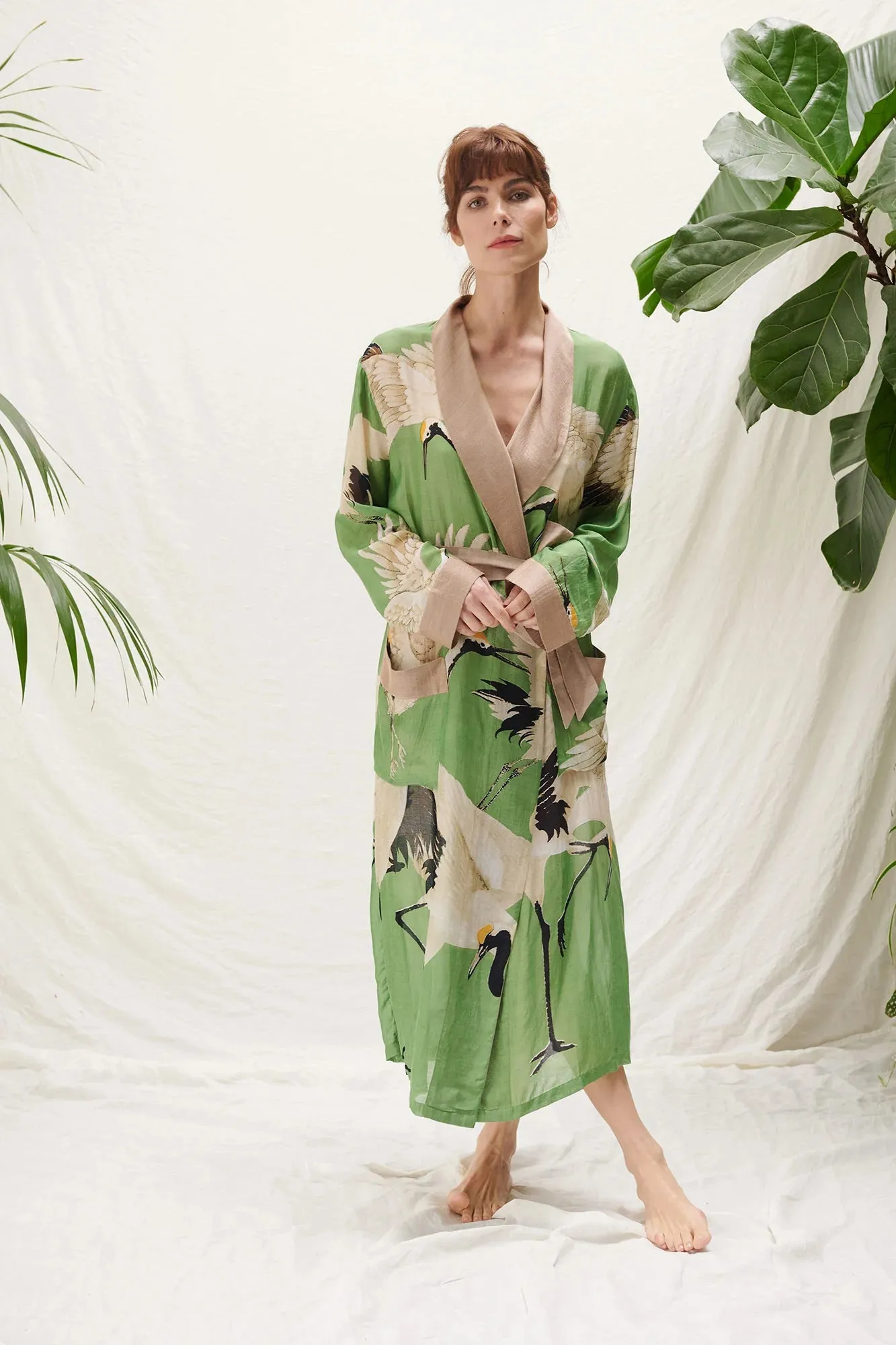 One Hundred Stars Stork Pea Green Gown