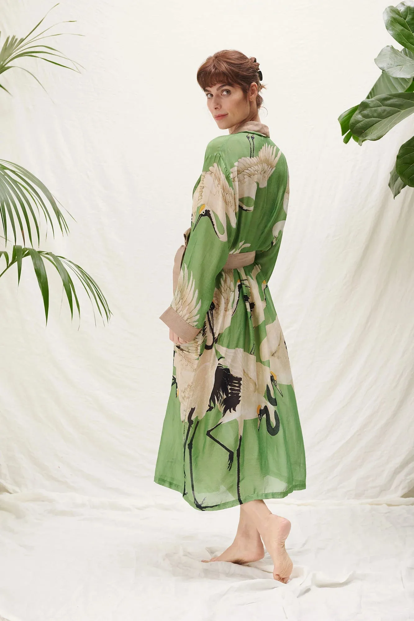 One Hundred Stars Stork Pea Green Gown