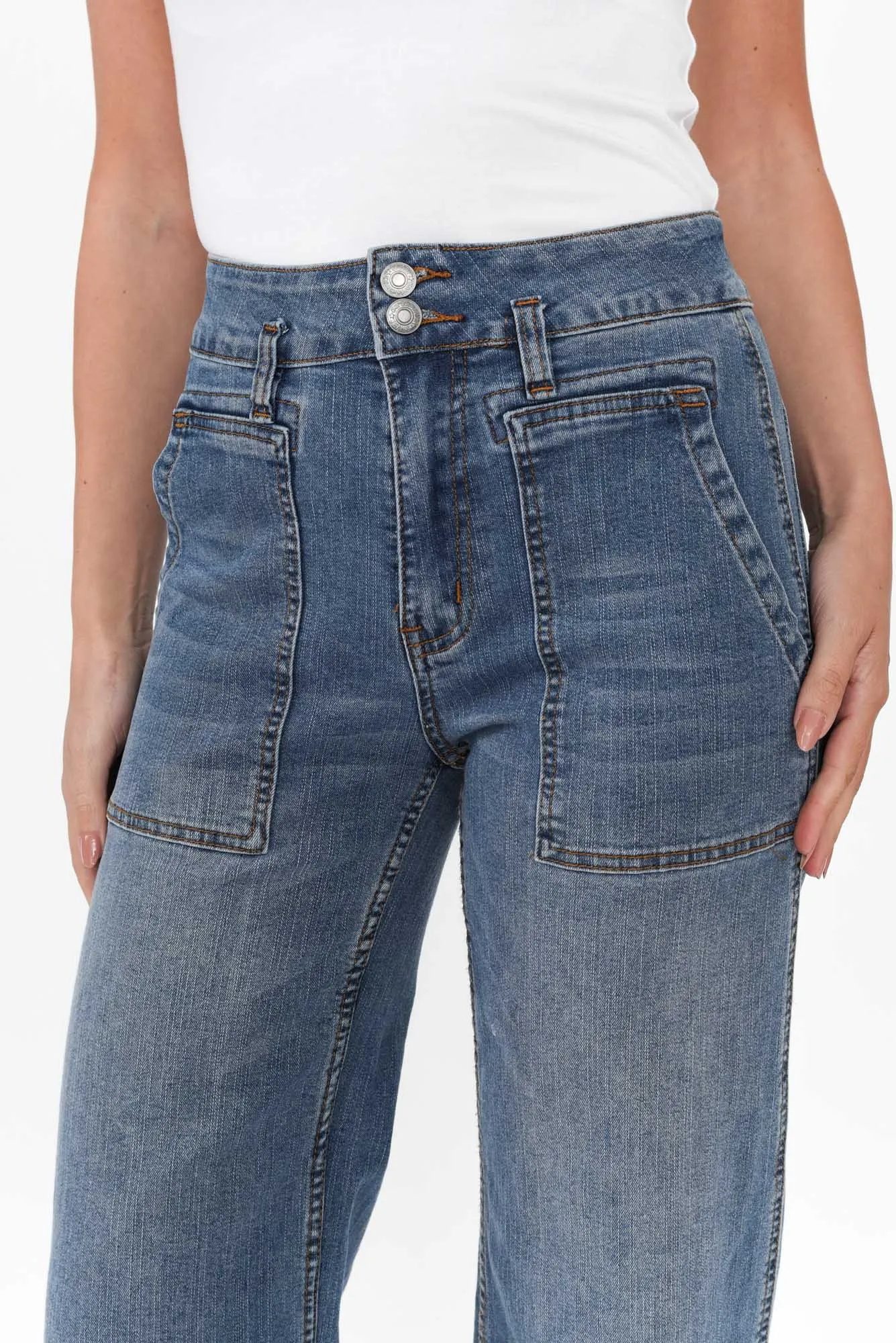 Orwell Mid Blue Wide Leg Jeans