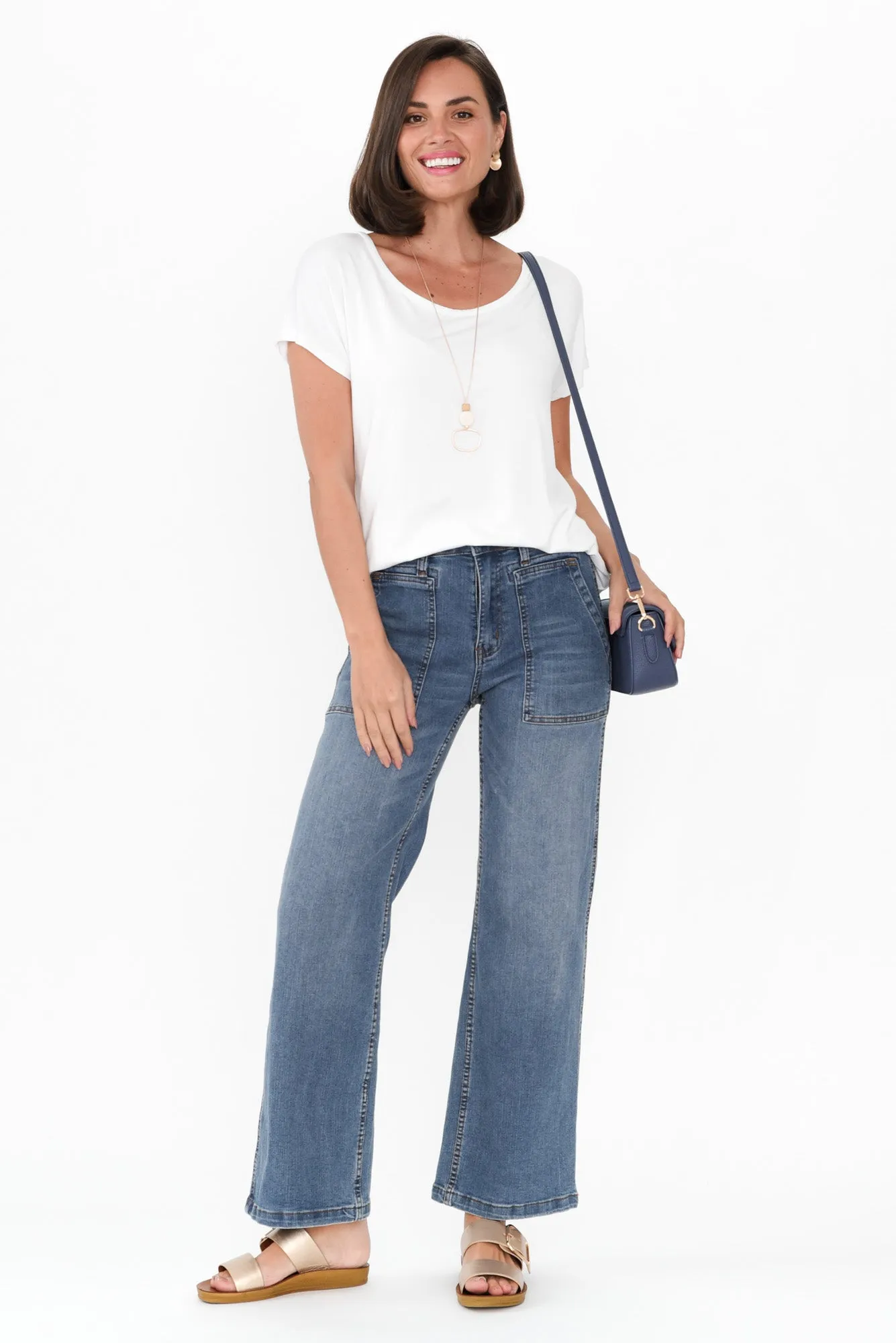 Orwell Mid Blue Wide Leg Jeans