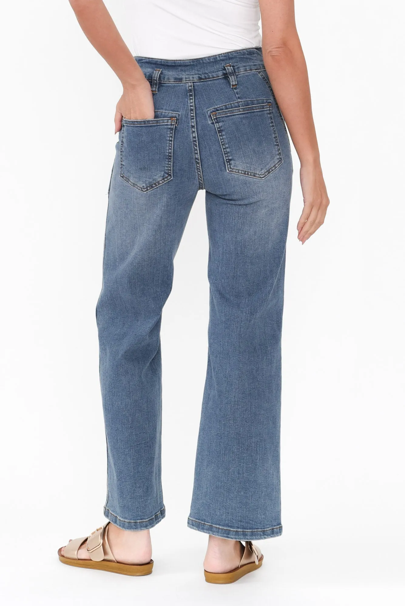 Orwell Mid Blue Wide Leg Jeans