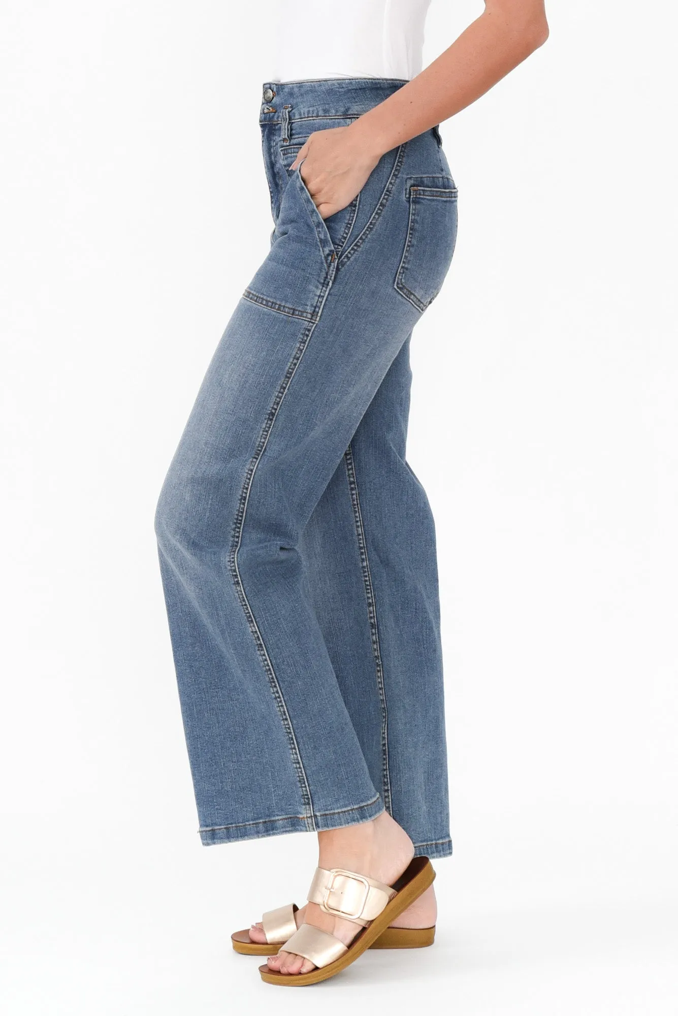 Orwell Mid Blue Wide Leg Jeans