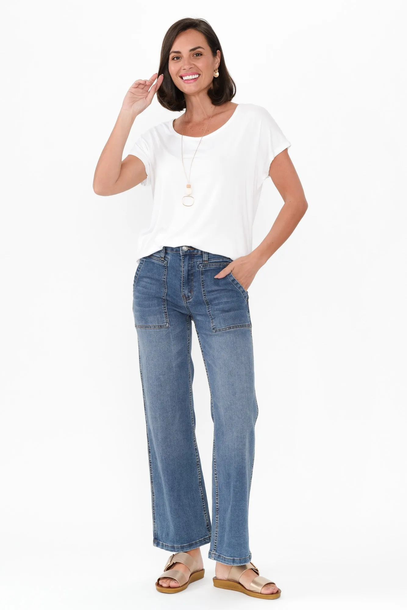 Orwell Mid Blue Wide Leg Jeans