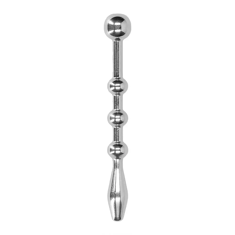 Ouch Urethral Sounding Stainless Steel Silver Penis Plug with Balls